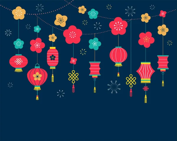 Nouvel An chinois fond, impression de carte, bannière — Image vectorielle