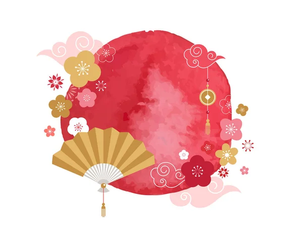 Bonne année chinoise 2019, l'année du porc. Bannière vectorielle, fond aquarelle — Image vectorielle