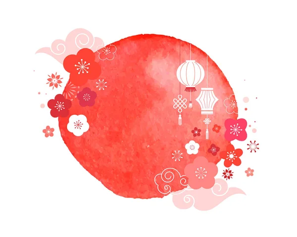 Happy Chinese Nieuwjaar 2019, het jaar van het varken. Vector banner, aquarel achtergrond — Stockvector