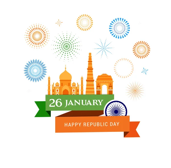 Diseño, banner, póster y logotipo del Día de la República India — Archivo Imágenes Vectoriales