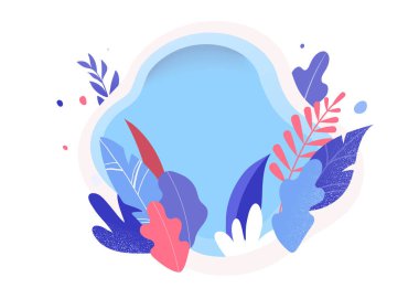 Beyaz arka plan üzerinde renkli yaprakları. Vektör çizim, modern düz stil