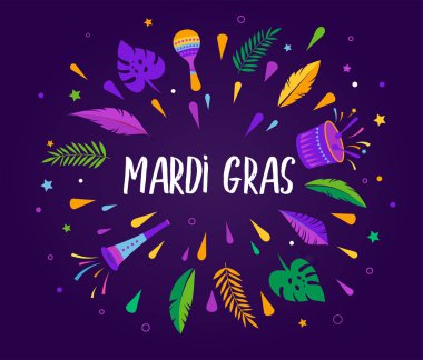 Mardi Gras - Fat Salı karnaval kutlama şablonu