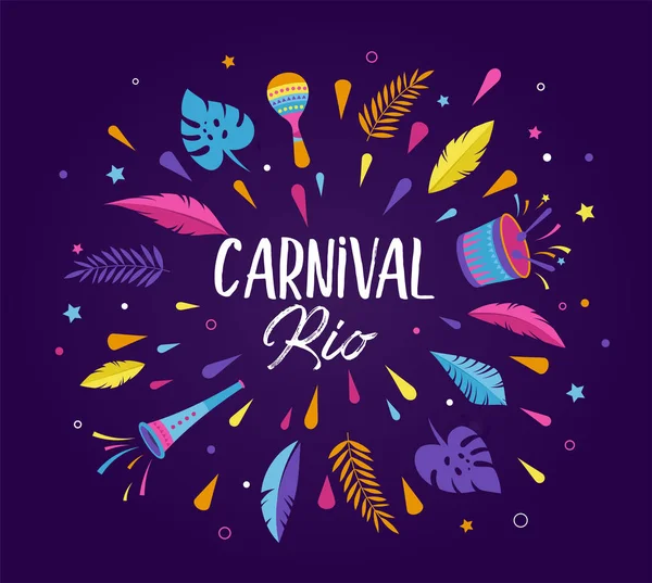 Brazilian Carnival, music festival, masquerade flyer template — Stock Vector