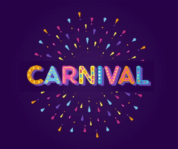 Carnaval Brasileño, festival de música, plantilla de volante de máscaras — Vector de stock