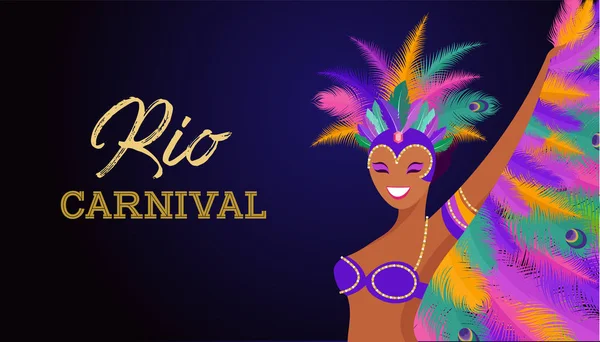 Braziliaans Carnaval, muziekfestival, maskerade flyer template — Stockvector