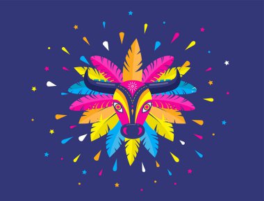 Carnaval de Barranquilla, Kolombiyalı karnaval parti. Vektör çizim, poster ve el ilanı