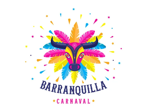 Carnaval de Barranquilla, fiesta de carnaval colombiana. Ilustración vectorial, póster y volante — Vector de stock