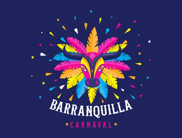 Carnaval de Barranquilla, kolumbijskie Karnawałowa. Ilustracja wektorowa, plakatu i ulotki — Wektor stockowy