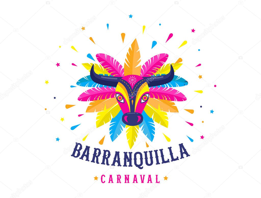 Carnaval de Barranquilla, Colombian carnival party. Vector illustration, poster and flyer template