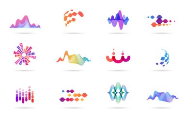 Ses dalgası, müzik, üretim logo ve simgesi toplama, tasarım simgeler