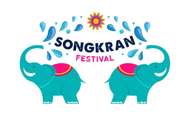 Songkran - festival van het water in Thailand. Thais Nieuwjaar nationale feestdag. Kleurrijke vector banner en achtergrond — Stockvector