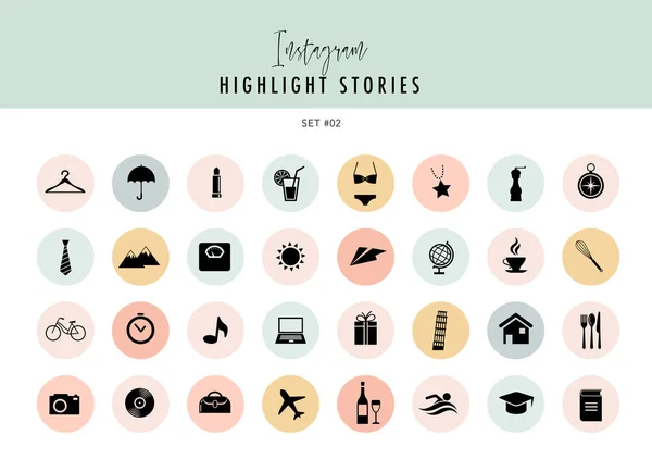 Instagram Highlights Stories Covers Icons collection. Fully editable, scalable vector file — Stock Vector