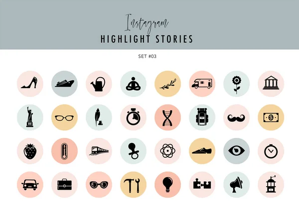 Instagram Highlights Stories Covers Icons collection. Fully editable, scalable vector file — Stock Vector