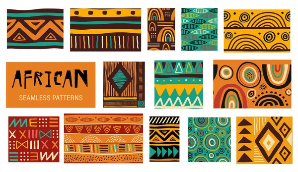 Nahtlose afrikanische Muster moderner Kunst. Vektorsammlung — Stockvektor
