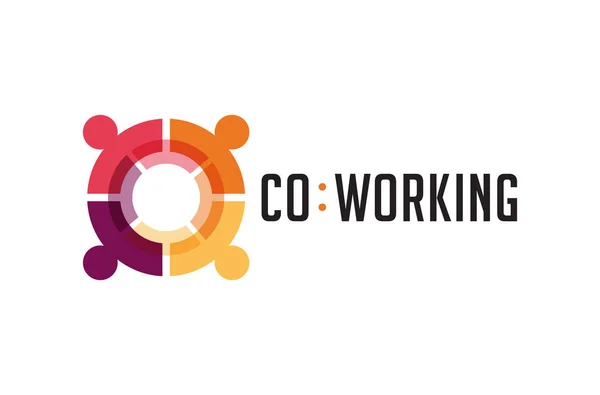 Coworking χώρο, δικτύωση ζώνη λογότυπο και το εικονίδιο. Διανυσματική σχεδίαση — Διανυσματικό Αρχείο