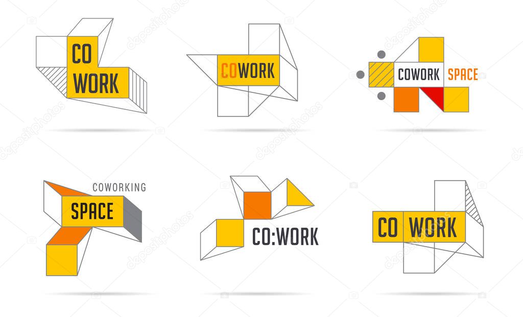 Coworking Space, networking zone logo and icons collection. Vector design
