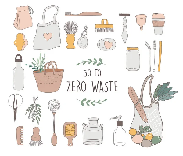 Zero Waste, environmental, go green concept design. Vector illustration — Stock Vector