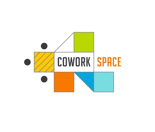 Coworking Space, Logo und Symbol der Netzwerkzone. Vektordesign — Stockvektor