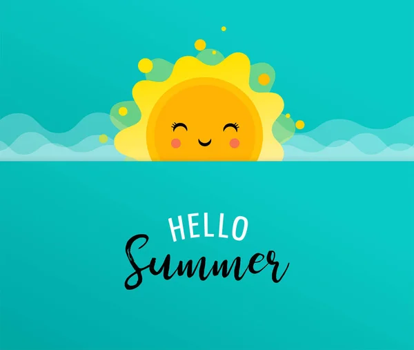 Letní zábava, sluneční ilustrace a design proužkové skládanky. Prodejní plakát — Stockový vektor