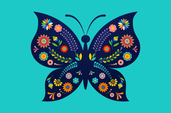 Yaz festivali, desenli kelebek ile adil - vektör arka plan