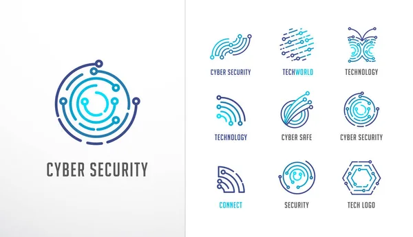 ロゴのコレクション。技術、バイオテクノロジー、ハイテク、フィンテックアイコン、シンボル — ストックベクタ