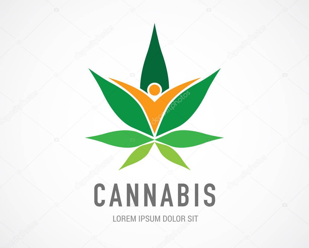 Cannabis leaf, medical marijuana, CBD oil, symbol, icon and logo. Vector design