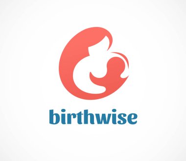 Doğum, hamile, aile ve bebek bakım logosu ve sembolü. Vektör tasarımı