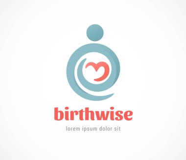 Doğum, hamile, aile ve bebek bakım logosu ve sembolü. Vektör tasarımı