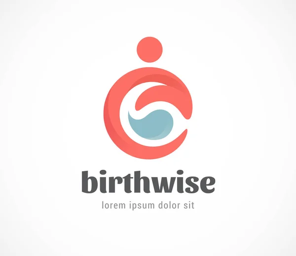 Logo e simbolo per la nascita, la gravidanza, la famiglia e la cura del bambino. Design vettoriale — Vettoriale Stock