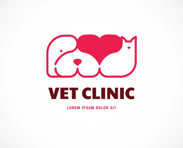 Tienda de mascotas, clínica veterinaria de animales, logotipo de perro y gato, símbolo. Diseño e ilustración vectorial — Archivo Imágenes Vectoriales