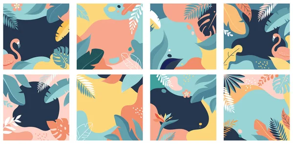 Sammlung abstrakter Hintergrunddesigns - Sommerschlussverkauf, Social-Media-Werbeinhalte. Vektorillustration — Stockvektor