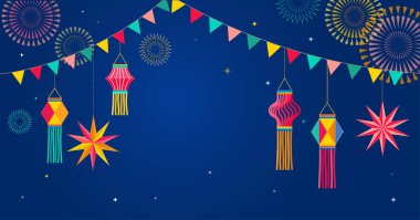 Mutlu Diwali Hindu bayrağı, tebrik kartı. Burning diya illüstrasyon, Hindistan ışık festivali için arka plan