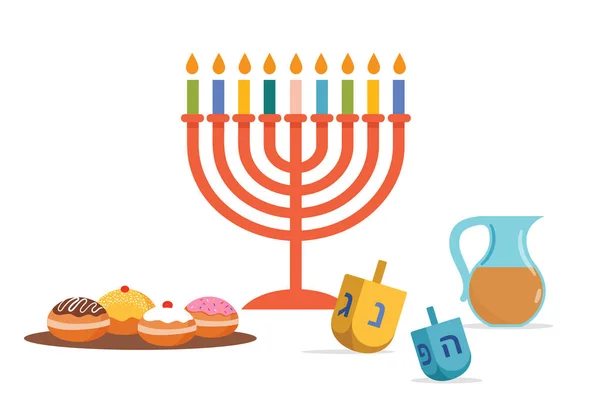 Happy Hanukkah, Joods Licht Festival achtergrond voor wenskaart, uitnodiging, banner — Stockvector