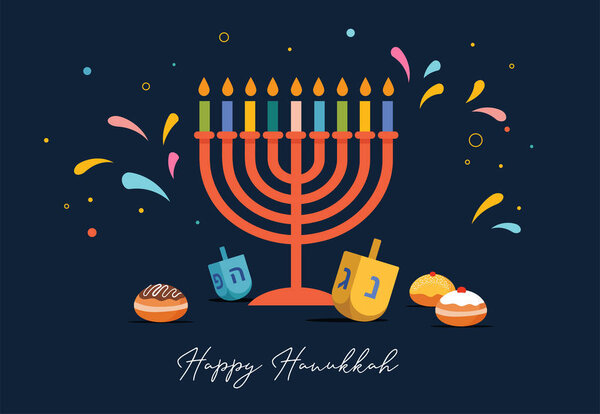 Happy Hanukkah, Jewish Festival of Lights фон для поздравительной открытки, приглашение, баннер 
