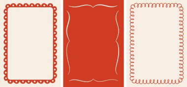 Noel çerçeveleri. El çizimi Noel arkaplan seti, kartlar, afişler, baskılar. Vektör tasarımı ve illüstrasyonu