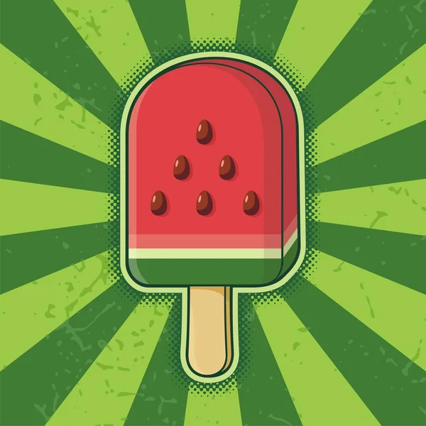 Watermelon Ice Cream Stick — Stock Vector