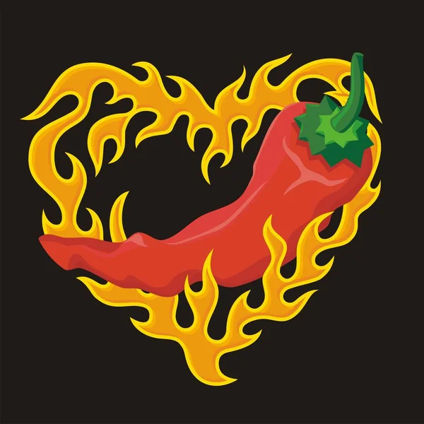 Pepper Heart Flame — Stock Vector