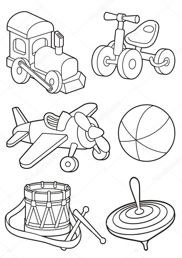 Toys Icons Coloring Book