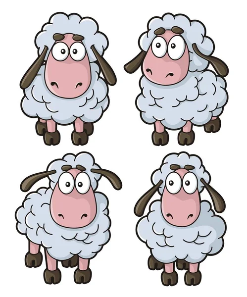 Koyun karikatür simgeler — Stok Vektör