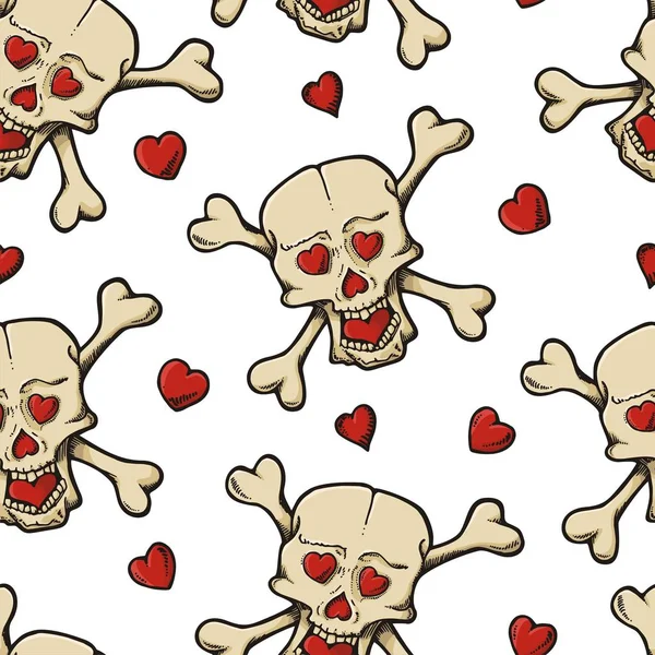 Skull with Hearts Pattern Stock Illustration