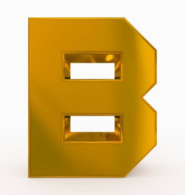 B harfi 3d küp altın beyaz - 3d render izole