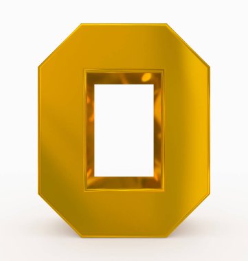 O harfi 3d küp altın beyaz - 3d render izole