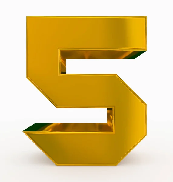 Numero Cubico Oro Isolato Bianco Rendering — Foto Stock