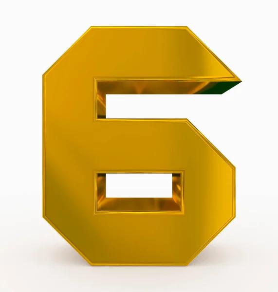Nummer Cubic Golden Isolerad Vit Rendering — Stockfoto