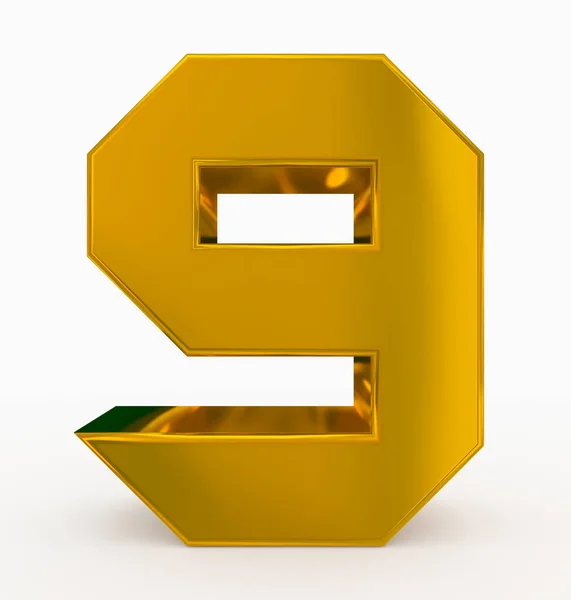 Number Cubic Golden Isolated White Rendering — Stock Photo, Image