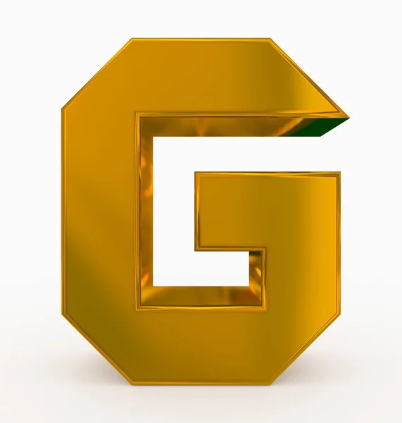 Buchstabe Cubic Golden Isoliert Auf Weiß Rendering — Stockfoto