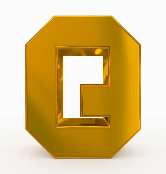 Letra Cúbico Dourado Isolado Branco Renderização — Fotografia de Stock
