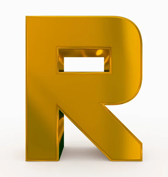 Letter Cubic Rounded Golden Isolated White Rendering — Stock Photo, Image