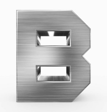 Beyaz - 3d render izole mektup B 3d küp metal