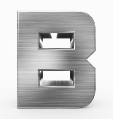 B harfi 3d küp yuvarlak metal beyaz - 3d render izole